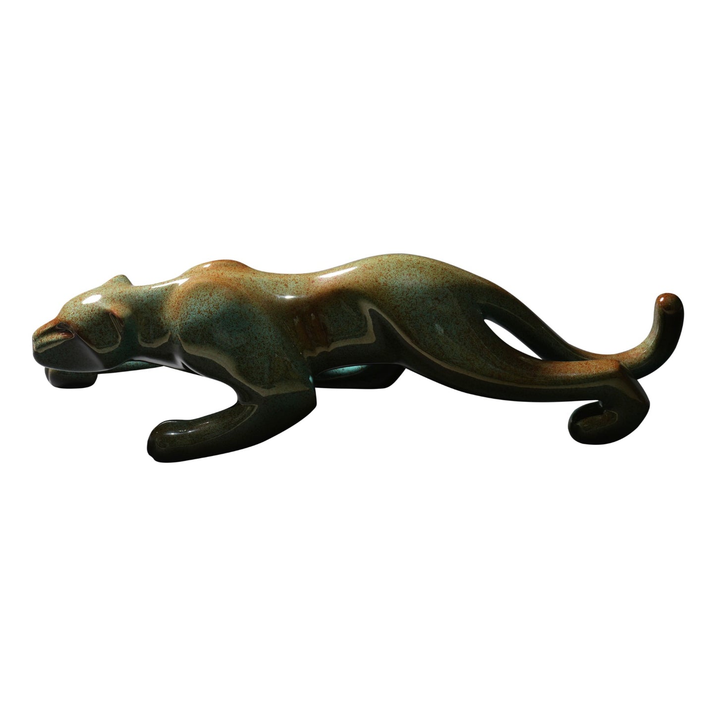 JAGUAR - Glossy Jade with pigments - Sculpture