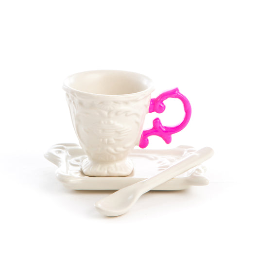 I-WARES I-COFFEE - Coffee Set Cup+Saucer+Spoon - 09859FUC - FUCHSIA