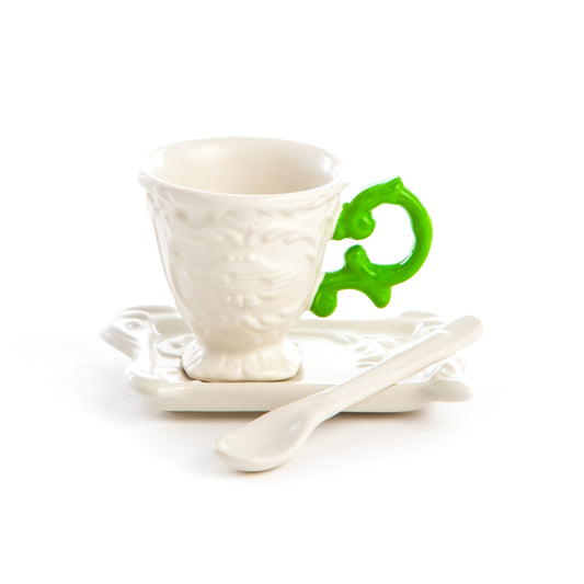 I-WARES I-COFFEE - Coffee Set Cup+Saucer+Spoon - 09859VER - GREEN