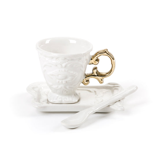 I-WARES I-COFFEE - Coffee Set Cup+Saucer+Spoon - 09869 - GOLD