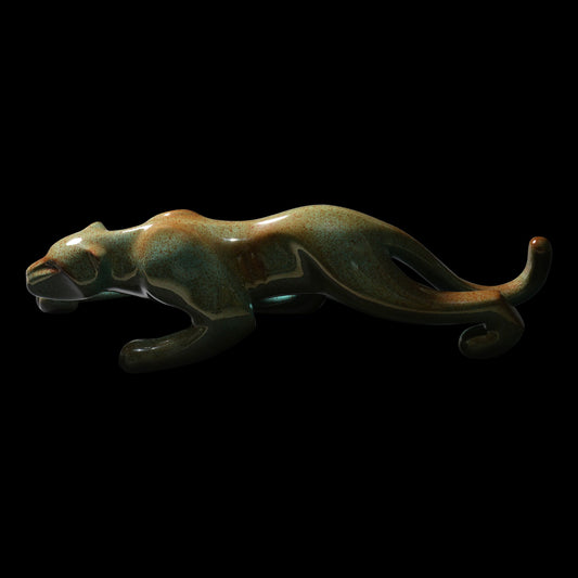 JAGUAR - Glossy Jade with pigments - Sculpture
